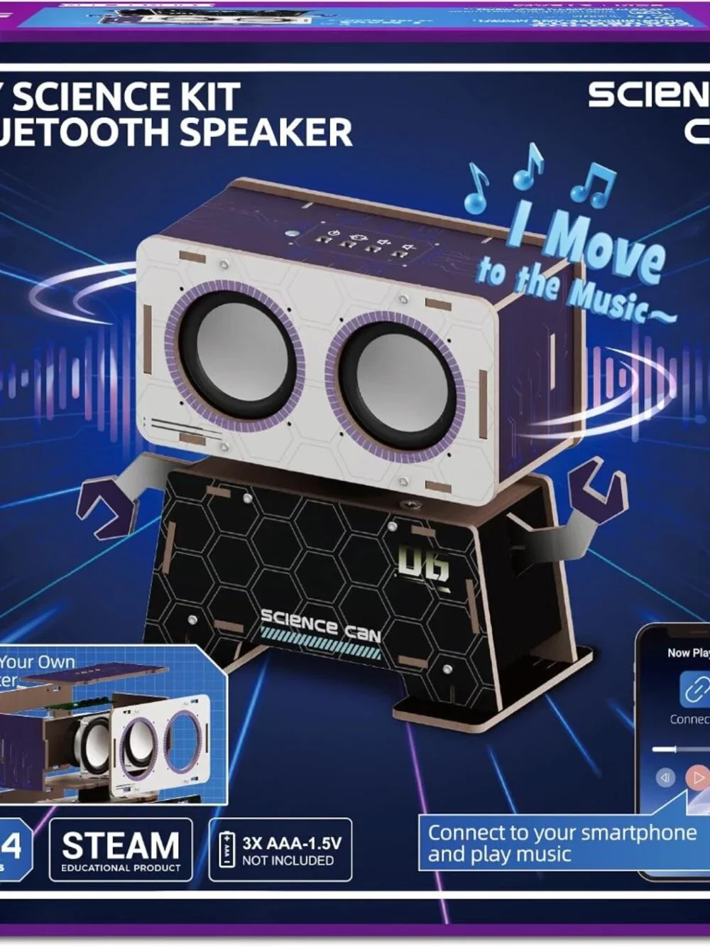 NEW Science STEM Toy DIY Bluetooth Speaker Kit Robot Electronic Set Wooden Puzzl